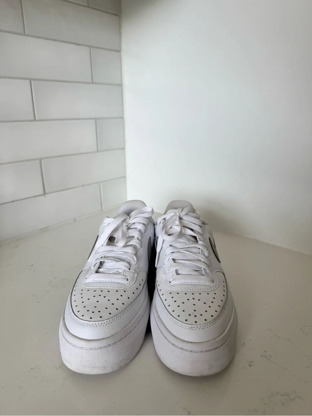WOMEN'S NIKE COURT VISION ALTA LEATHER WHITE GREY SNEAKERS sz 8.5 - Picture 5 of 11
